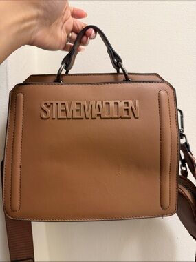 Steve Madden Brown Structured Top-Handle Bag